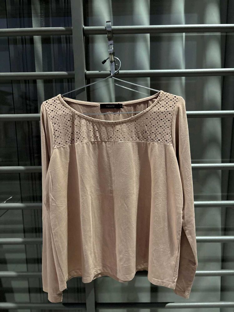 Elegant Beige Long Sleeve Top