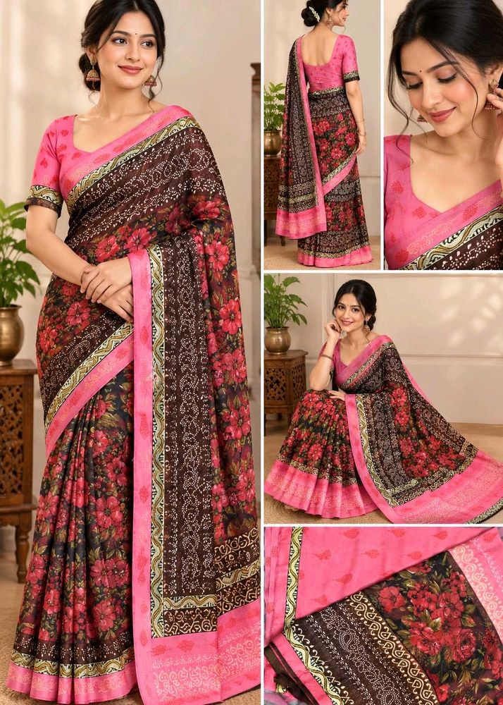 Red and pink colour Saree
