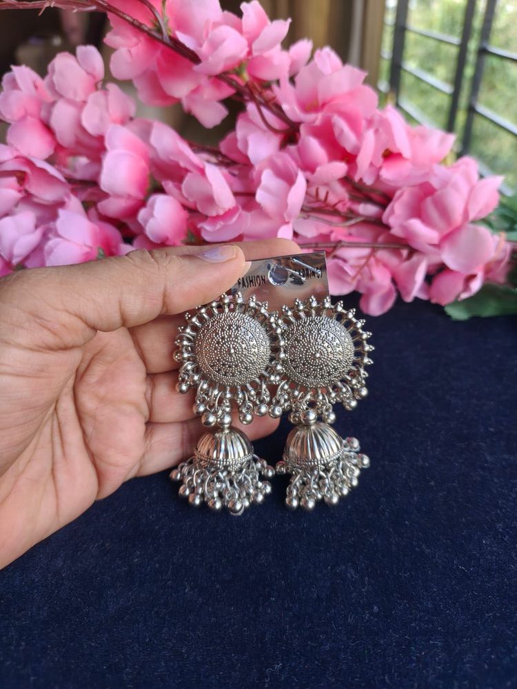Antique Silver Jhumka Earrings