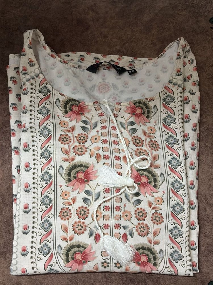 Boho Floral Print Tassel Kurta