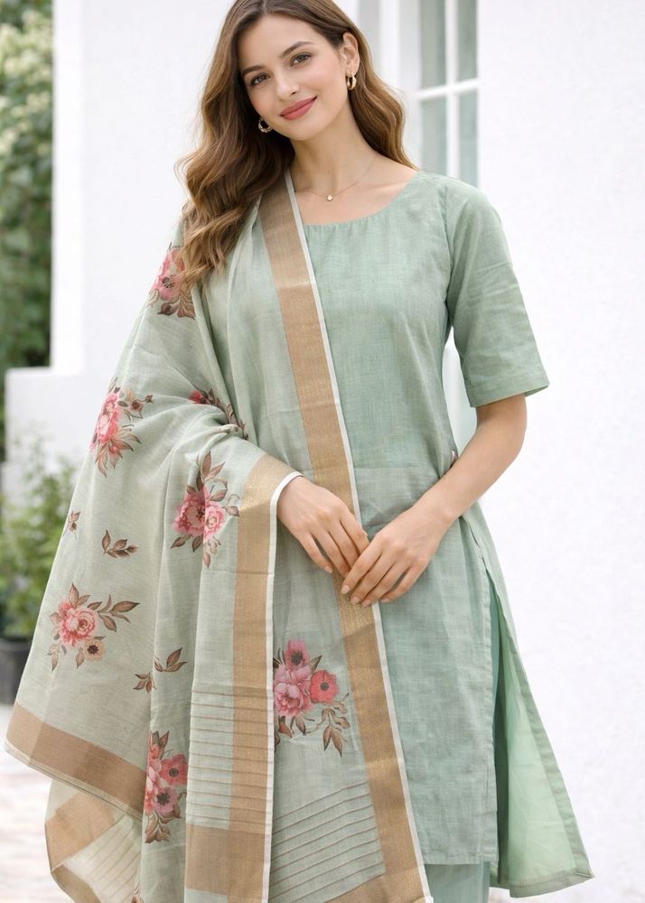 Green Kurta Set with Organza Dupatta