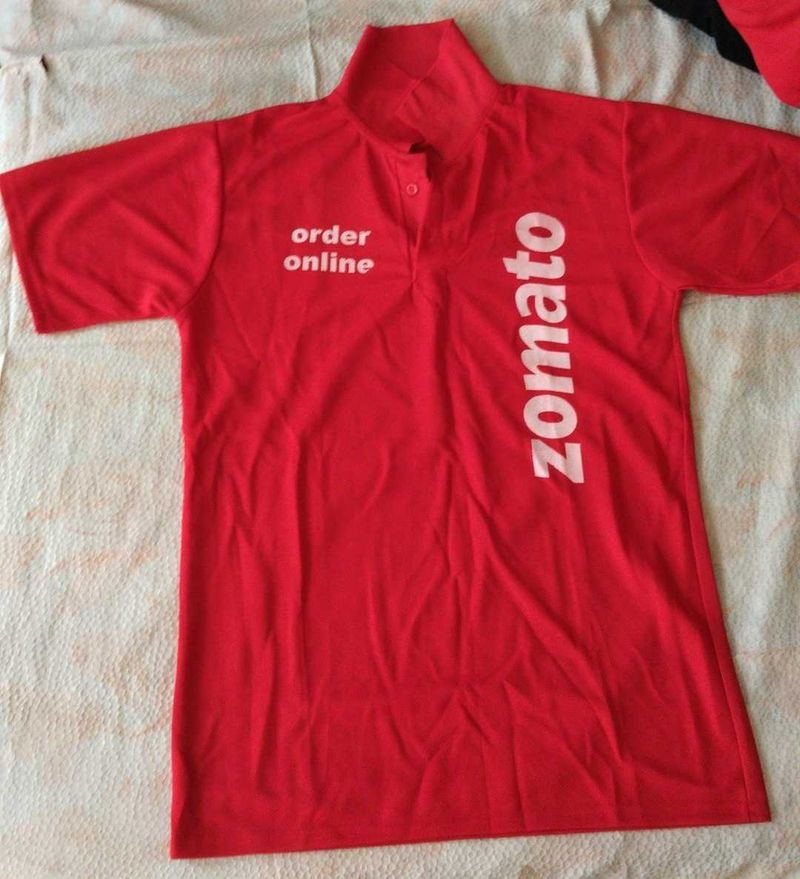 Zomato Order Online Red Polo T-Shirt