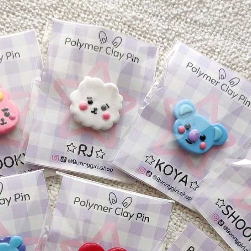 Cute Polymer Clay Character Pins