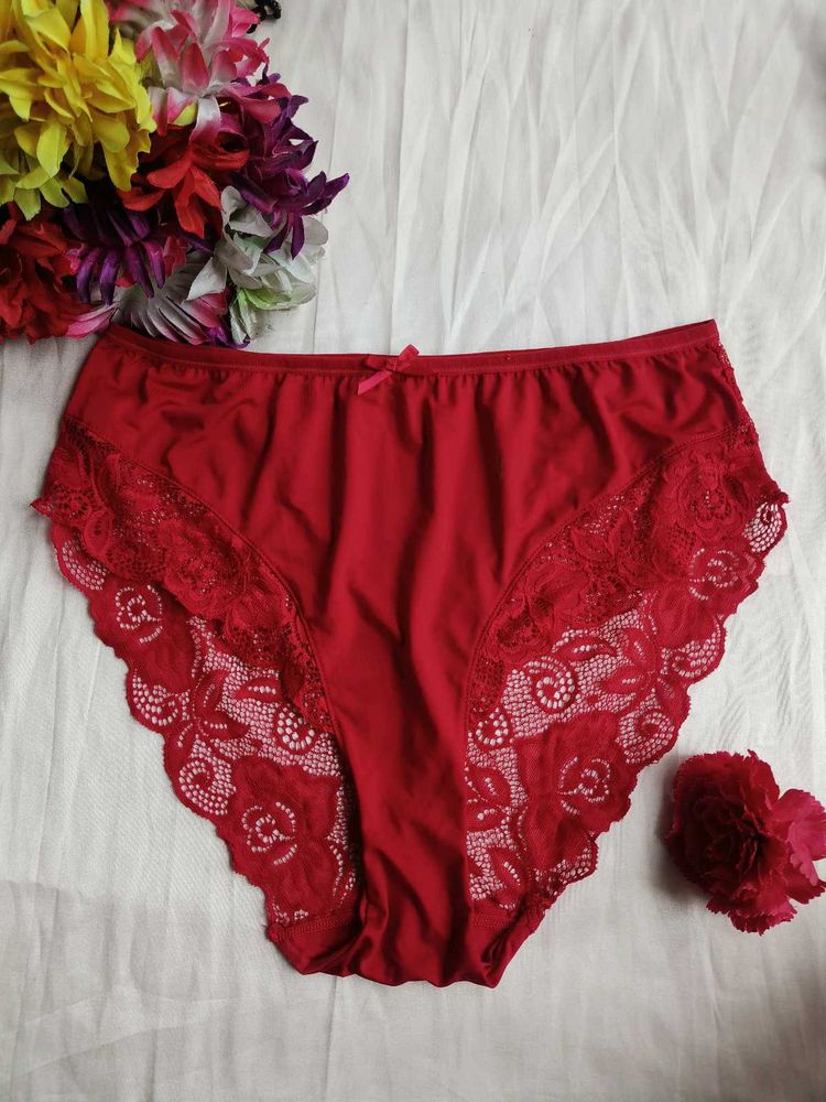 Red Lace Trim Briefs