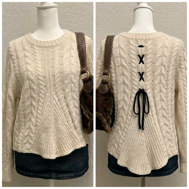 cream cable Knit lace sweater