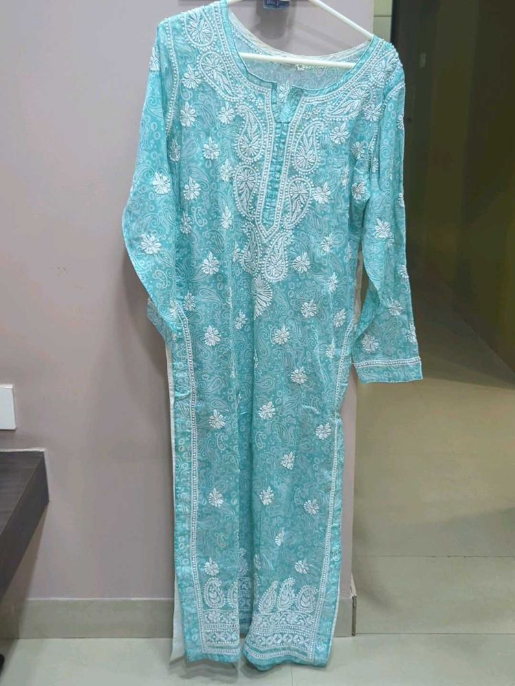 Aqua Blue Chikankari Kurta