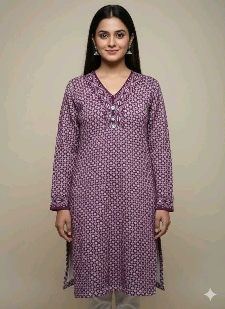 printed woolen purple Kurta 💜😍