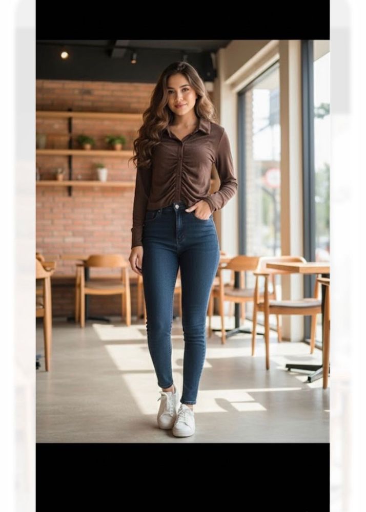 Brown Button-Down Top