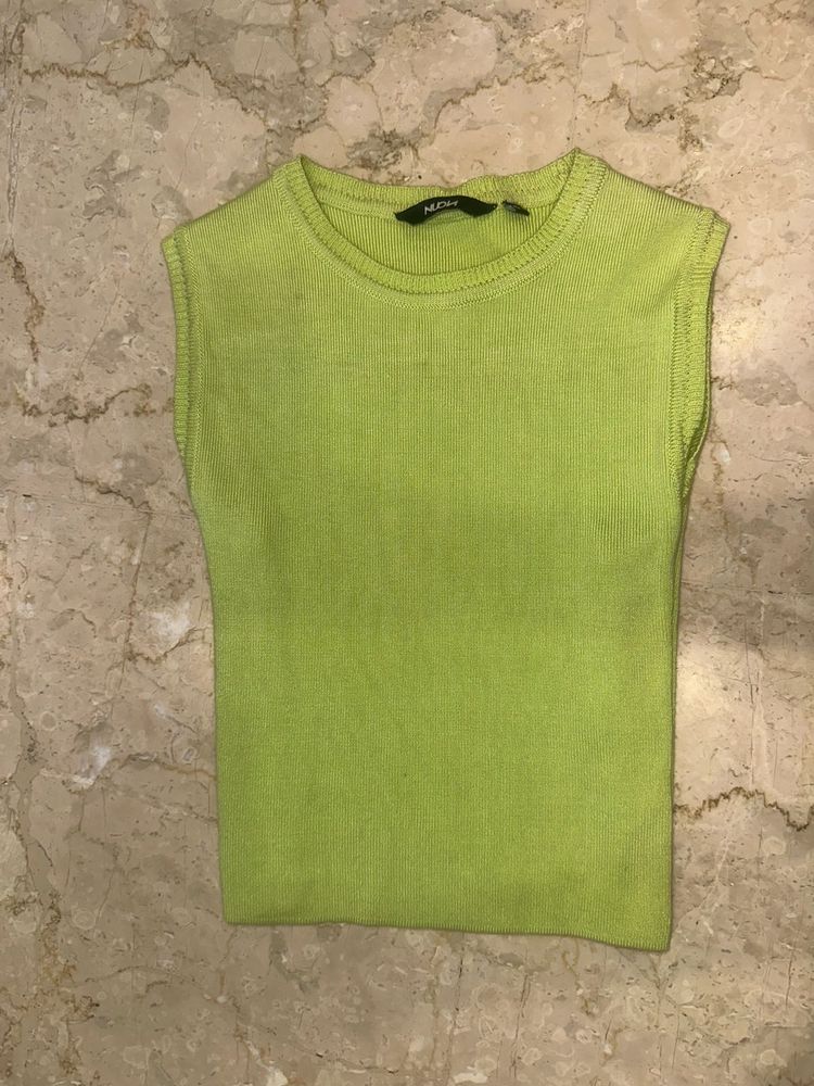 Lime Green Sleeveless Knit Top
