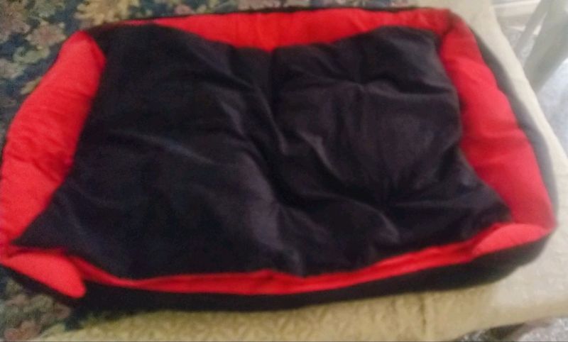reversible soft ultra  velvet red bed  for pet