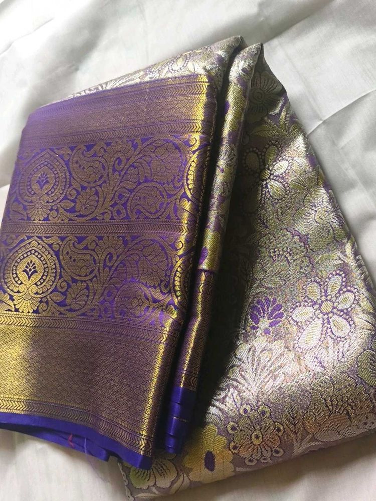 Elegant Blue &amp; Gold Silk Saree
