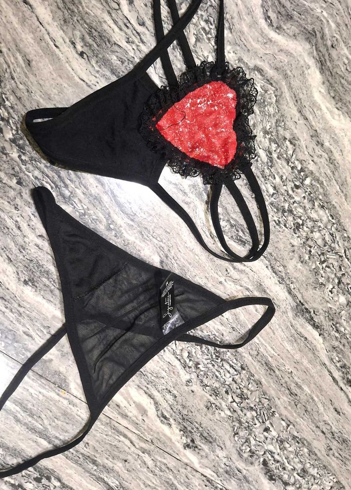 Black Heart Lingerie Set