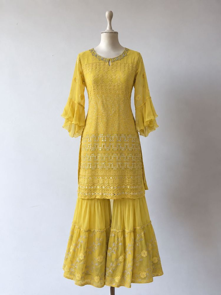 Beautiful Yellow Embroidered Kurta Set