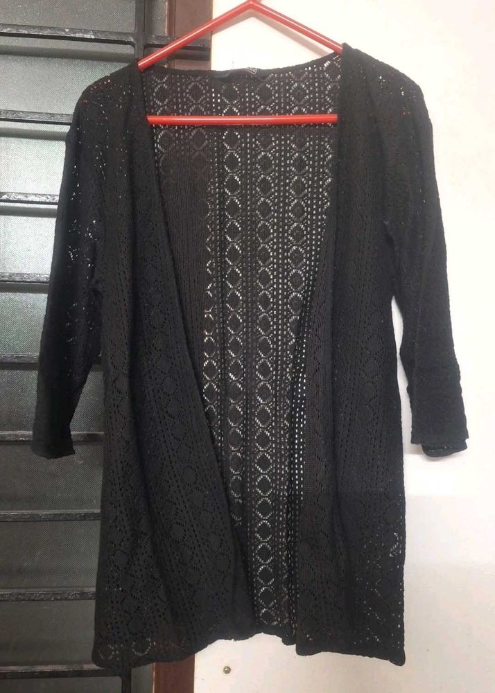 Black Lace knit Shrug y2k