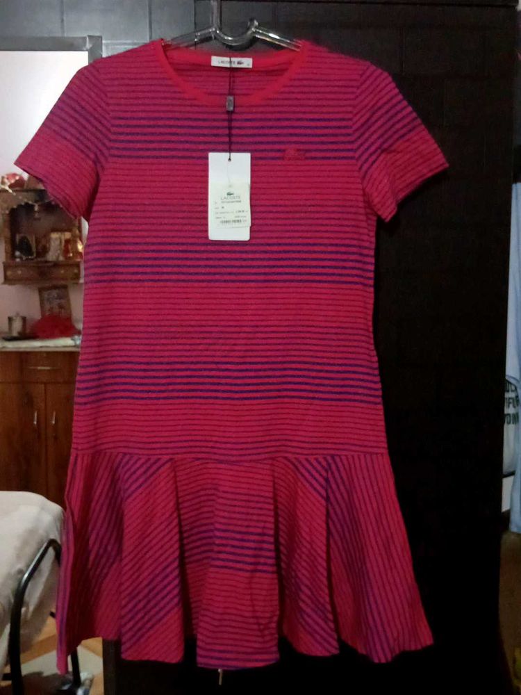 Lacoste Pink &amp; Navy Striped Dress