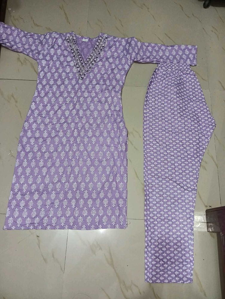 Lavendar Kurta And Pant Set