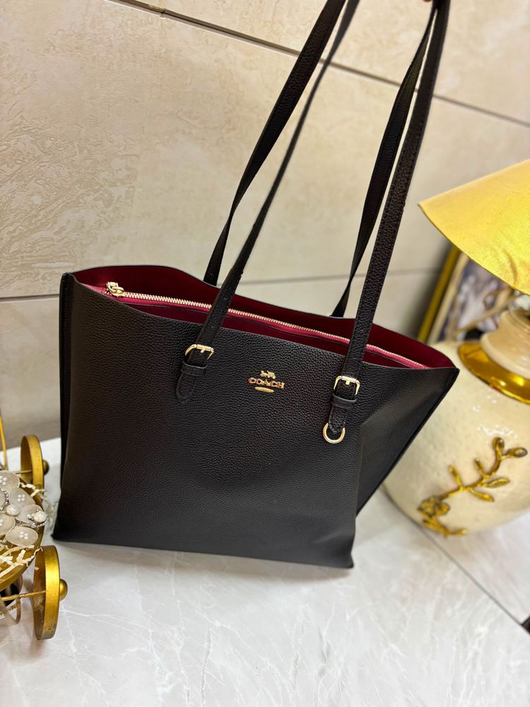 Coach Black Leather Tote Bag