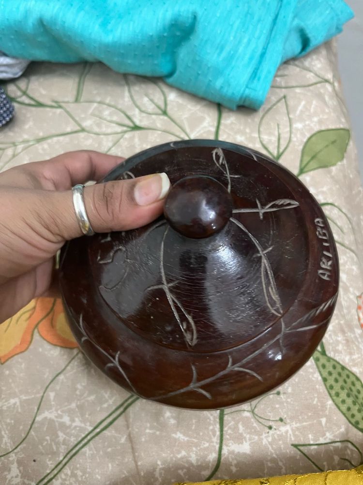 Vintage Wooden Carved Lidded Box