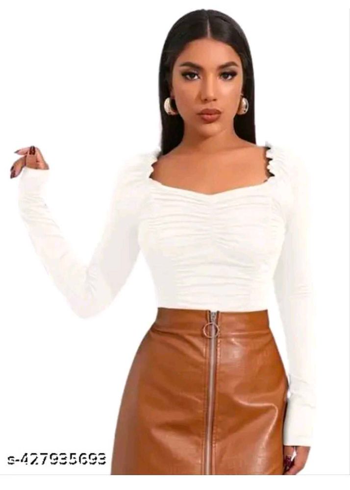Chic White Ruched Long Sleeve Top