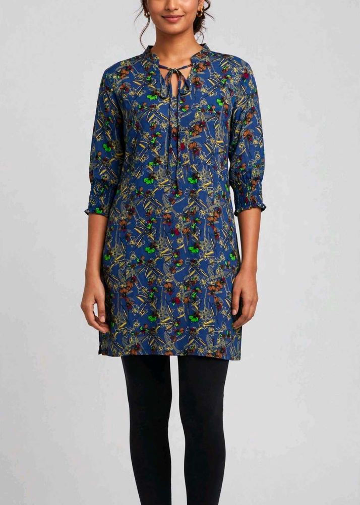 Blue Printed Tunic Top