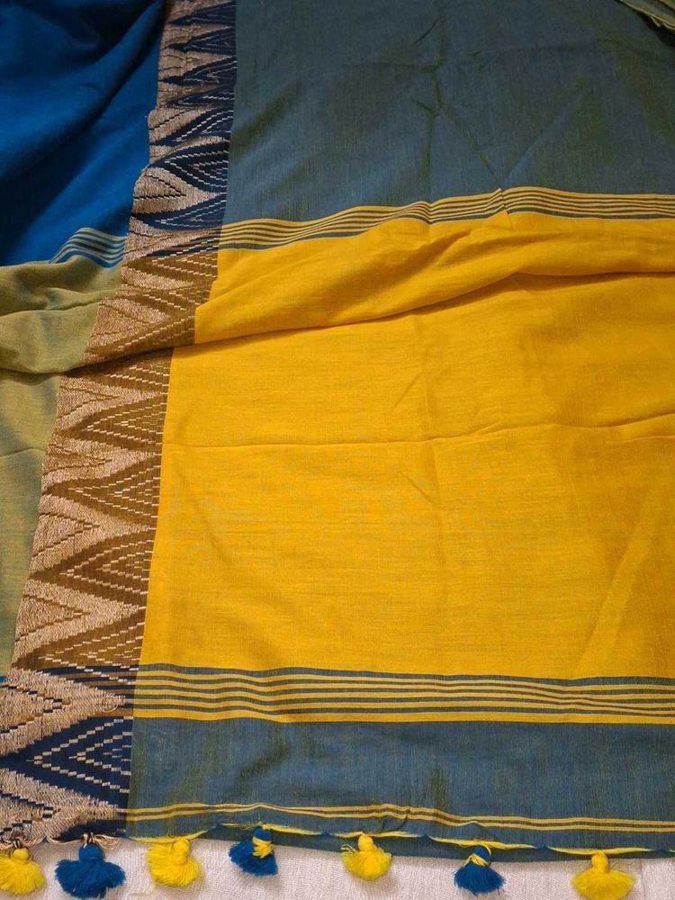 Beautiful Linen Cotton Handloom Saree