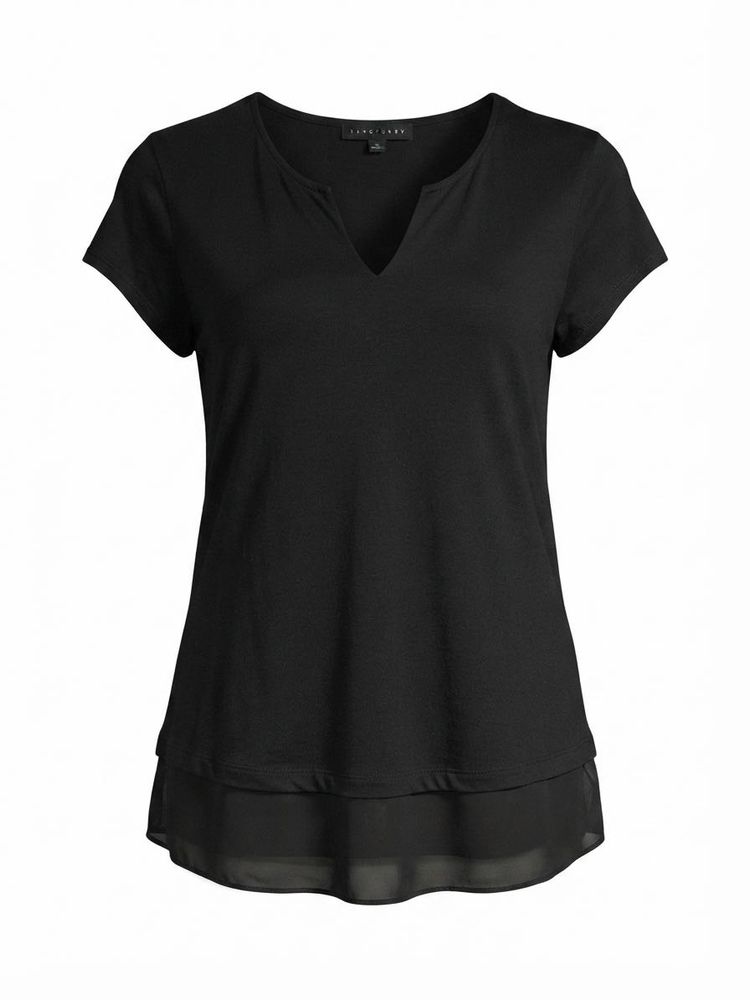 Stylish Black V-Neck Tunic Top