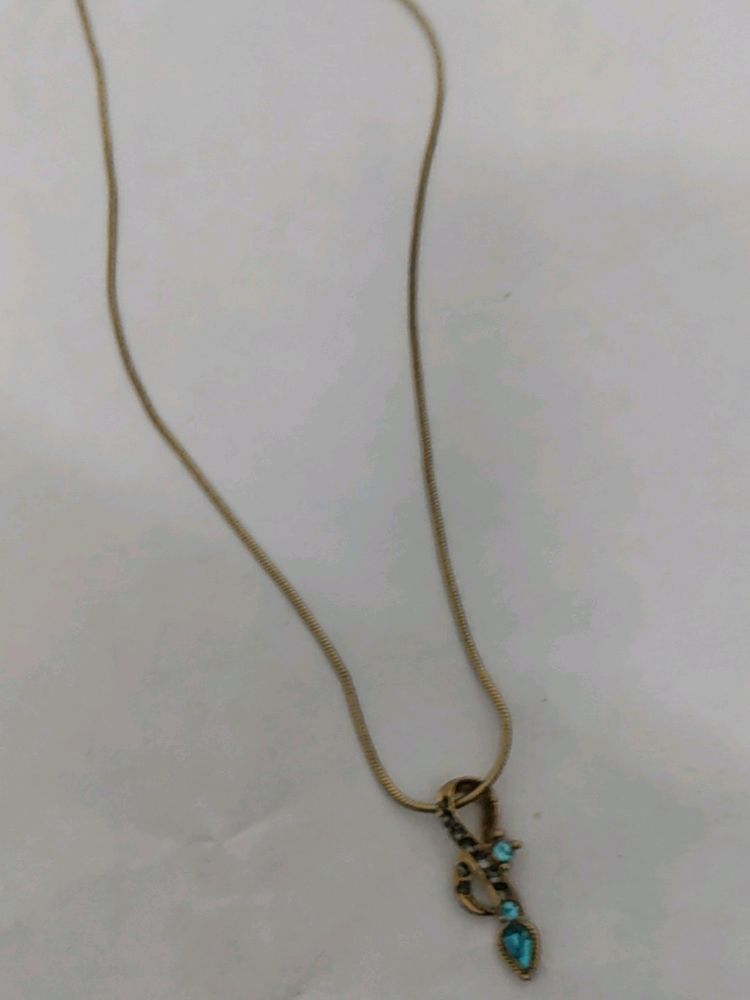 Turquoise Accent Snake Chain Necklace