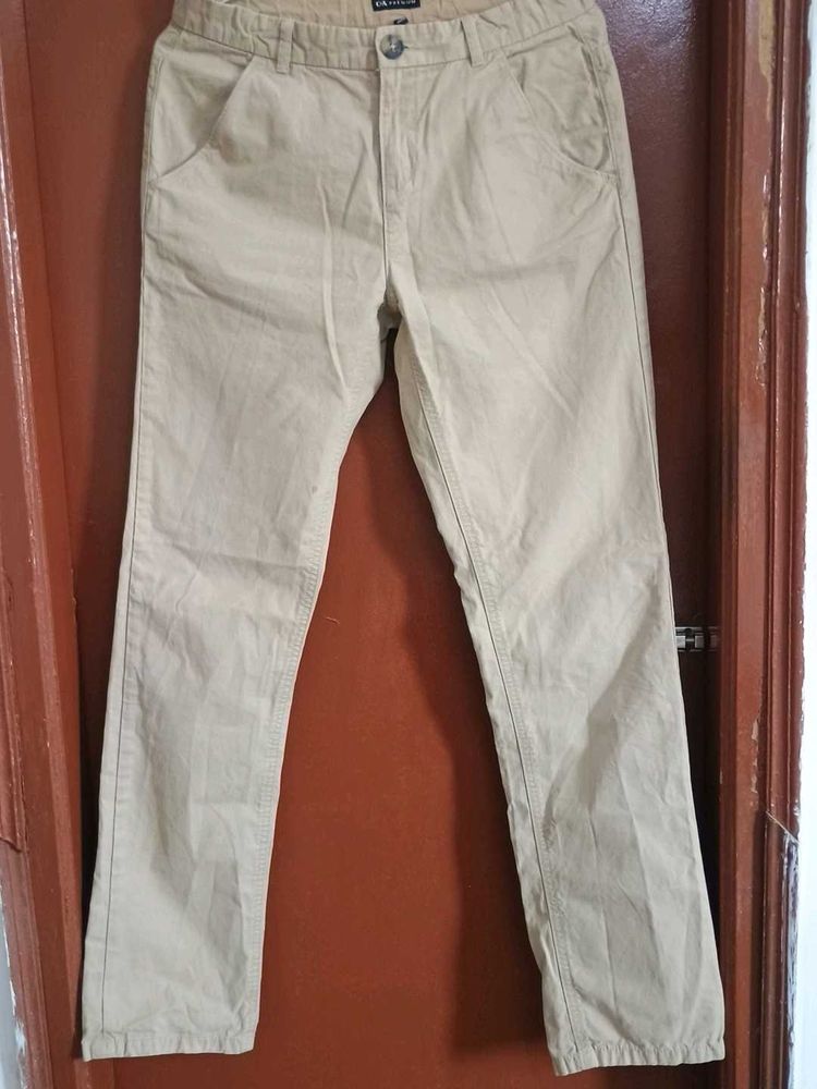 women's cream colour cotton pant