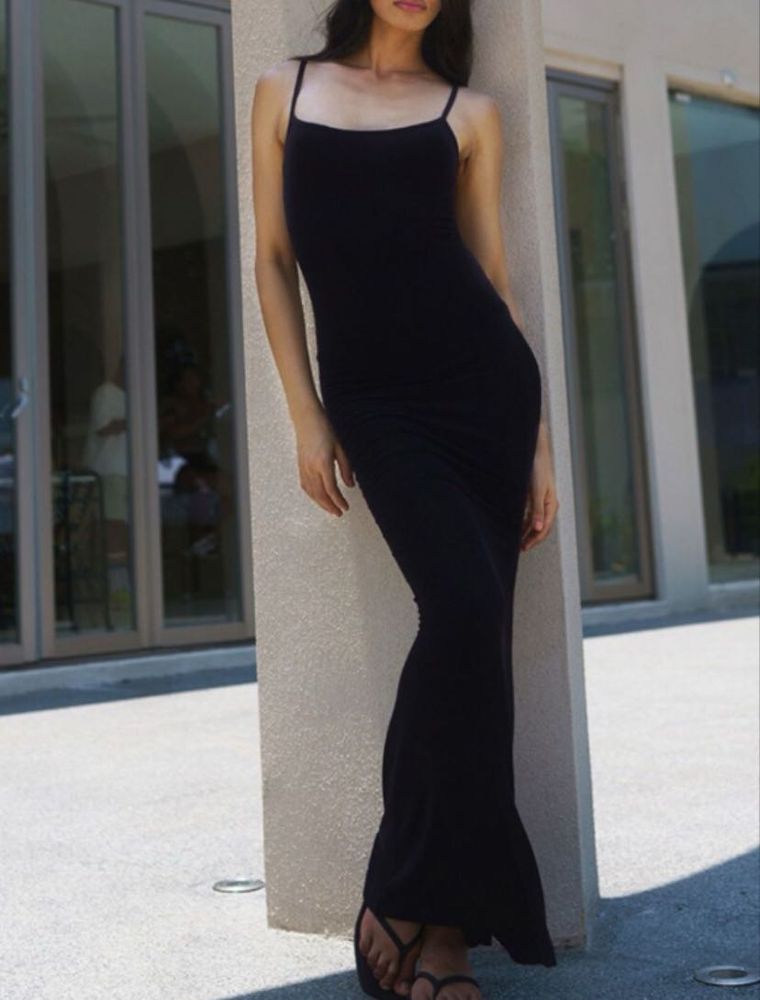 Sleek Black Maxi Dress