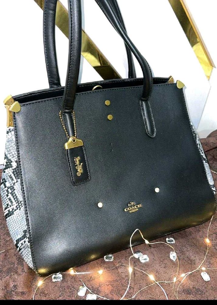 Coach Black Textured Tote Bag