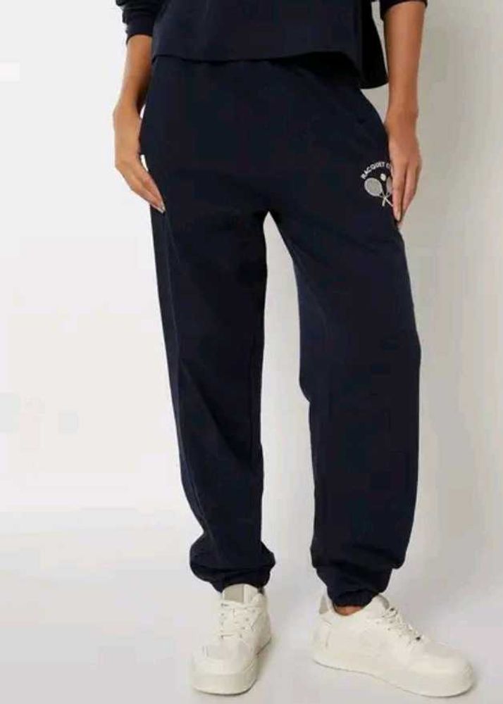 Navy Blue Joggers with Tennis Graphic
