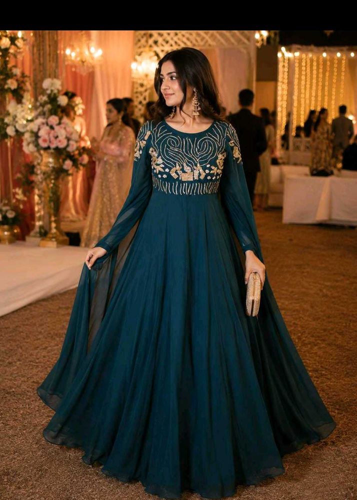 Elegant Teal Anarkali Gown