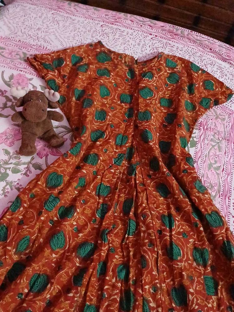 Brown  Printed Maxi Dress