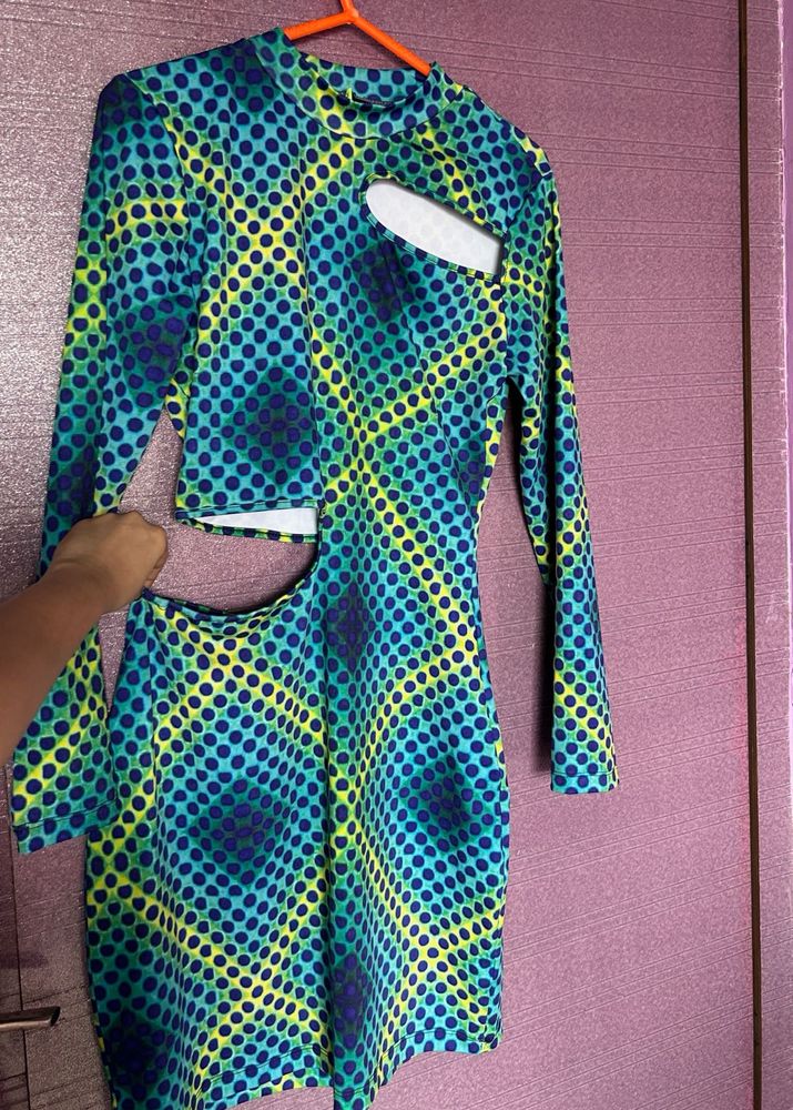 Bold Print Cut-Out Mini Dress
