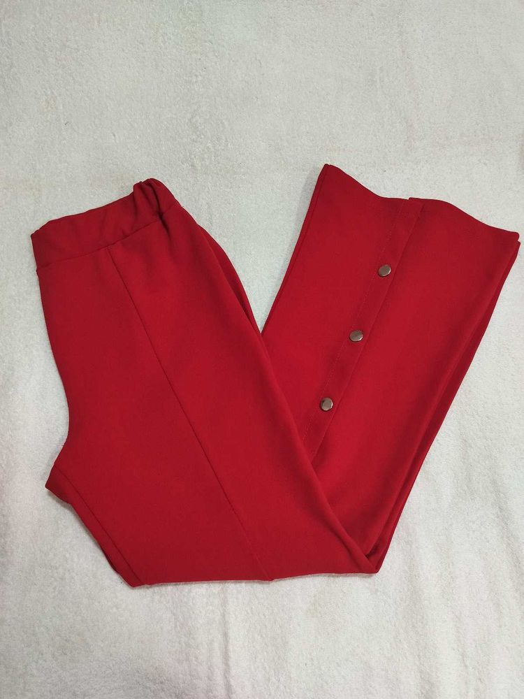 Chic Red Wide Leg Pants
