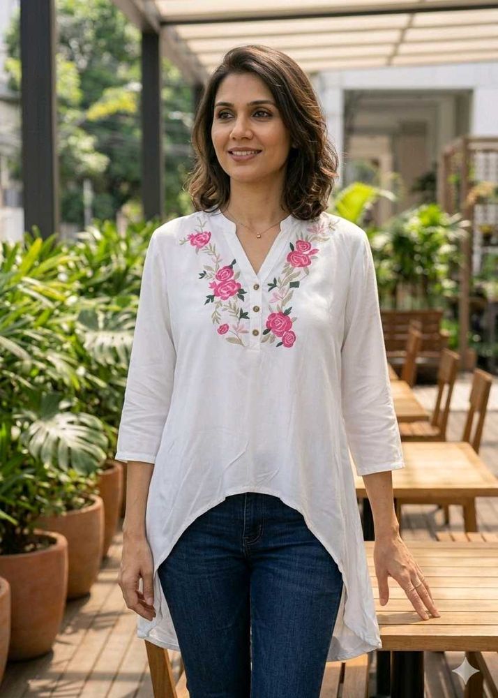 Embroidered White Kurta