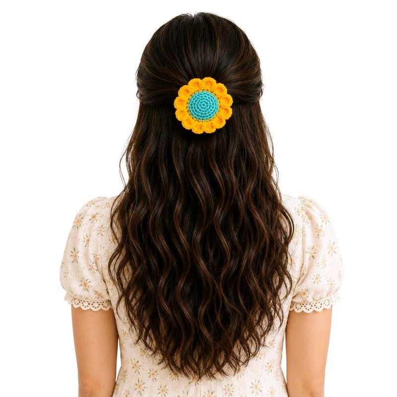 Handmade Crochet Daisy Hair Clip