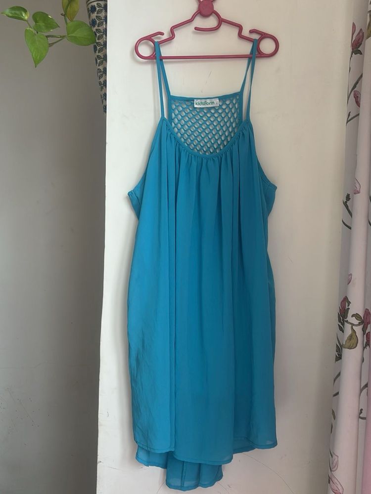 Stylish Blue Flowy Midi Dress