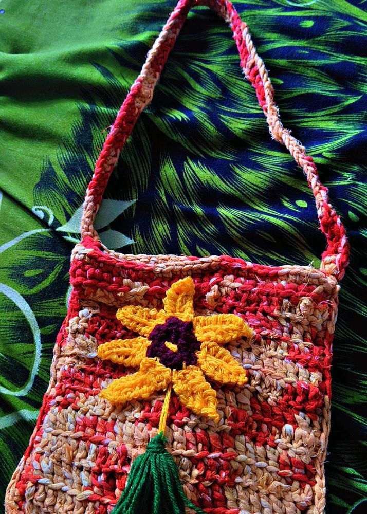 Handmade Crochet Flower Sling Bag