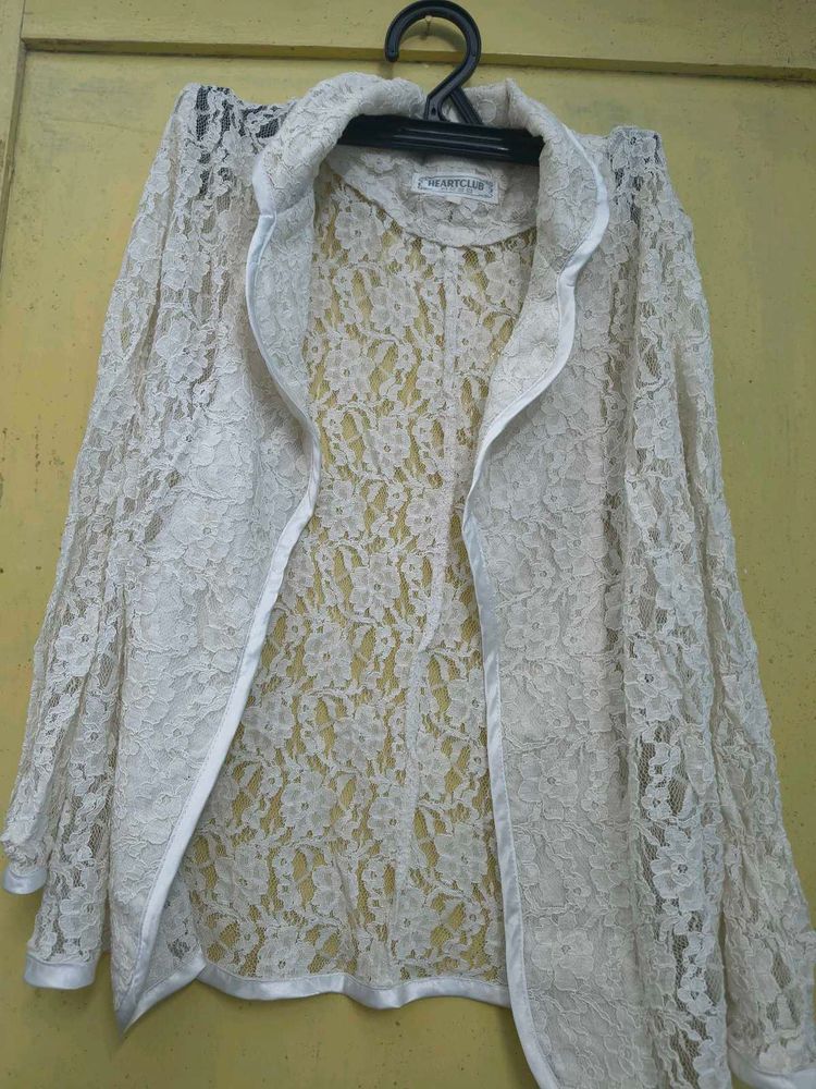 Elegant White Lace Blazer