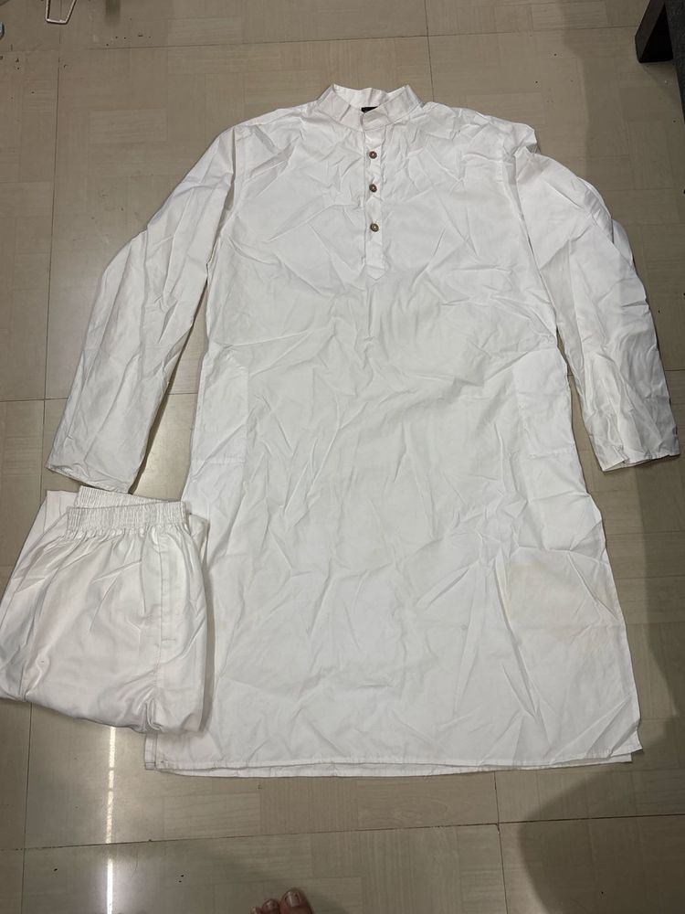Men's White Cotton Kurta Set