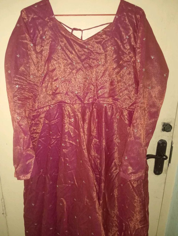 Pink long length Anarkali kurti