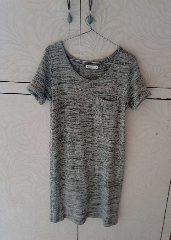 Casual Grey Heathered Pocket Dress