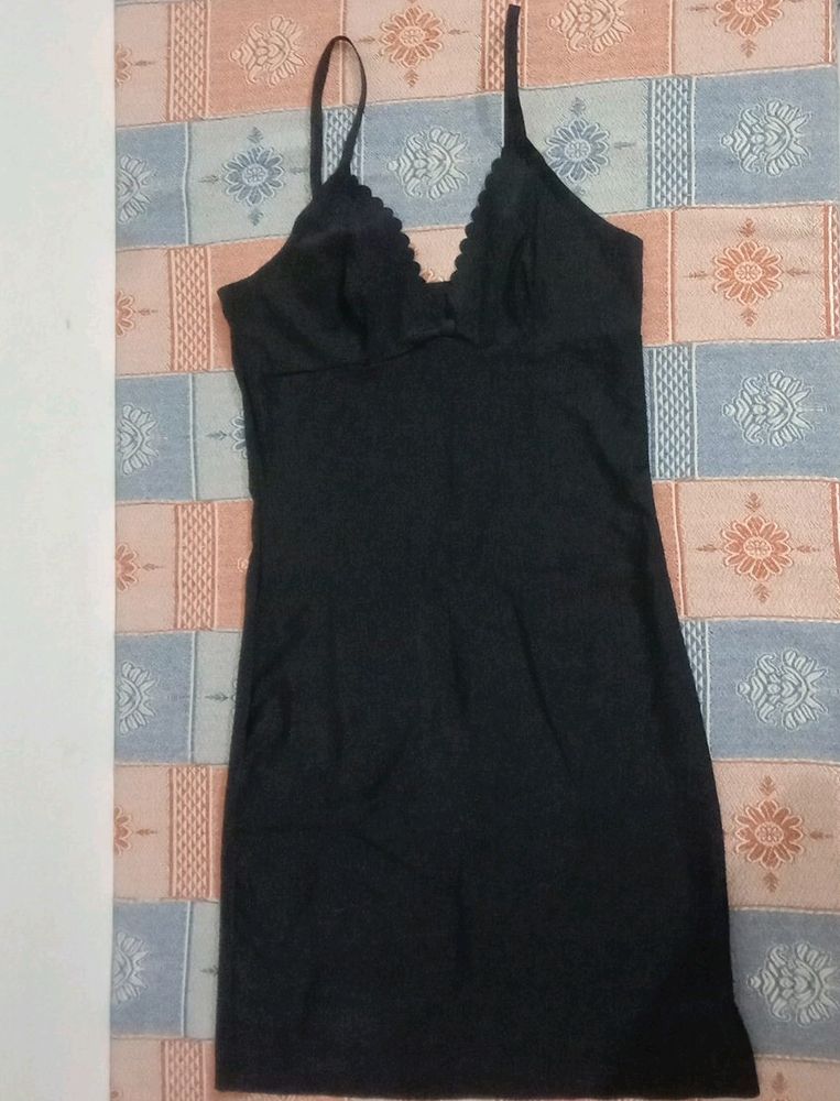 Black Mini Slip Dress - A005