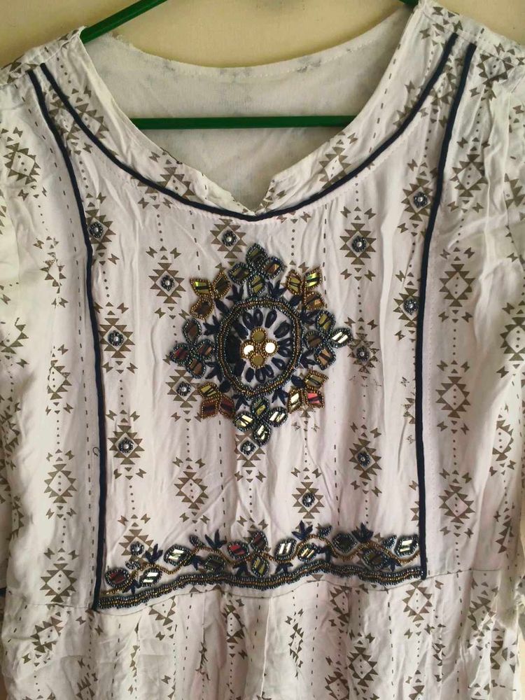 Embellished White Kurta