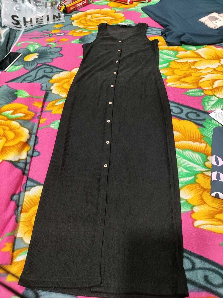 Black Button-Down Maxi Dress