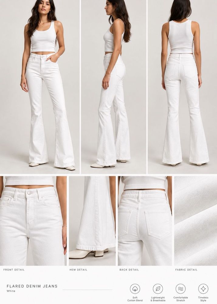 Flared Denim Jeans - White