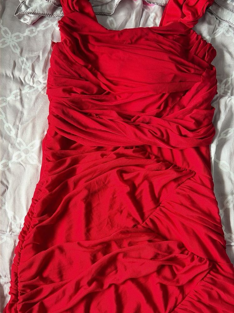 Stunning Red Ruched Dress
