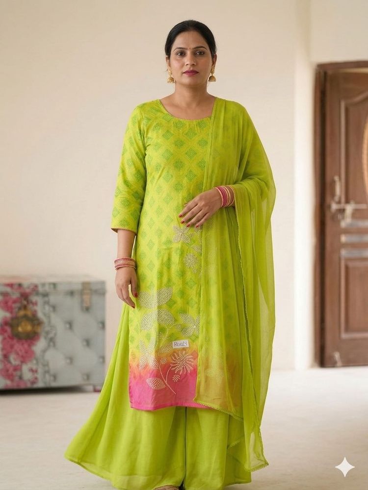 Vibrant Green Kurta Set with Dupatta