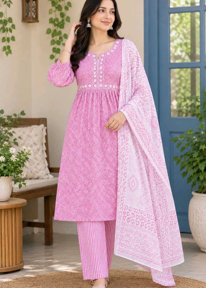 Pink Printed Kurta Set